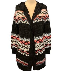 No Boundaries Oversized Sweater Hoodie | Aztec Print | Pink, Blue, White, & Grey